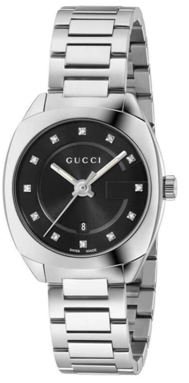 Gucci GG2570 Black Dial Diamond Stainless Steel Ladies Watch - YA142503