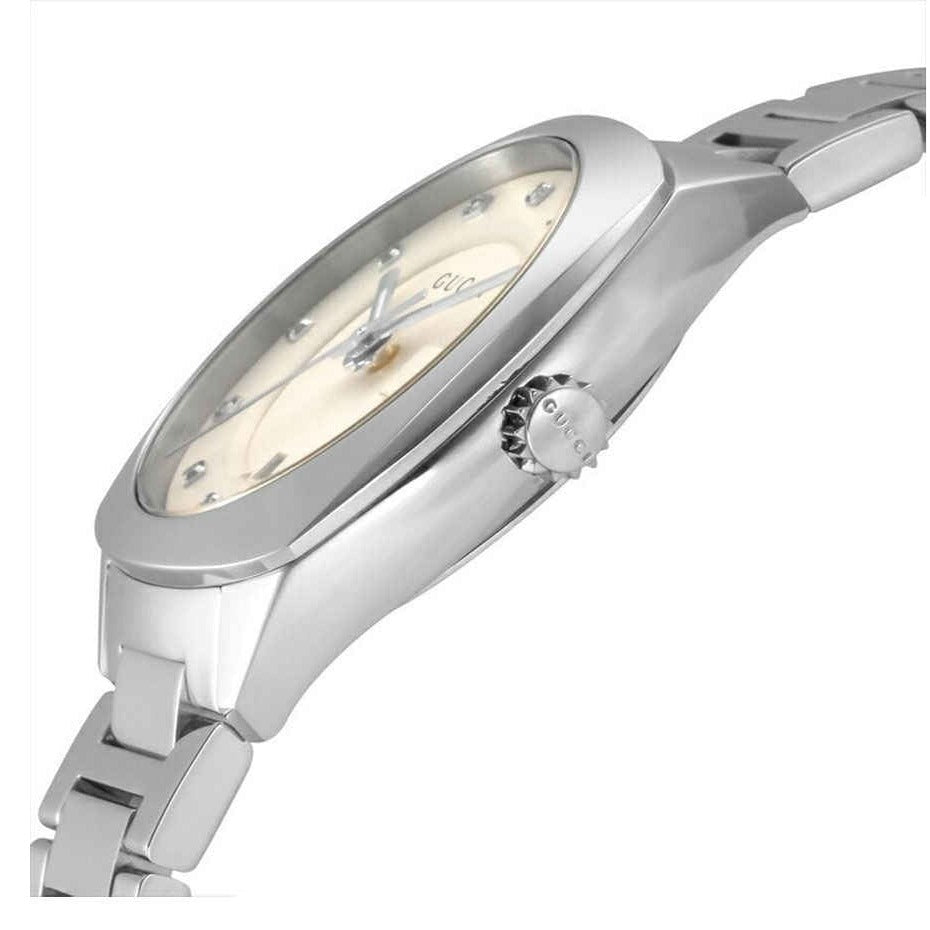 Gucci GG2570 White Dial Diamond Ladies Watch YA142504