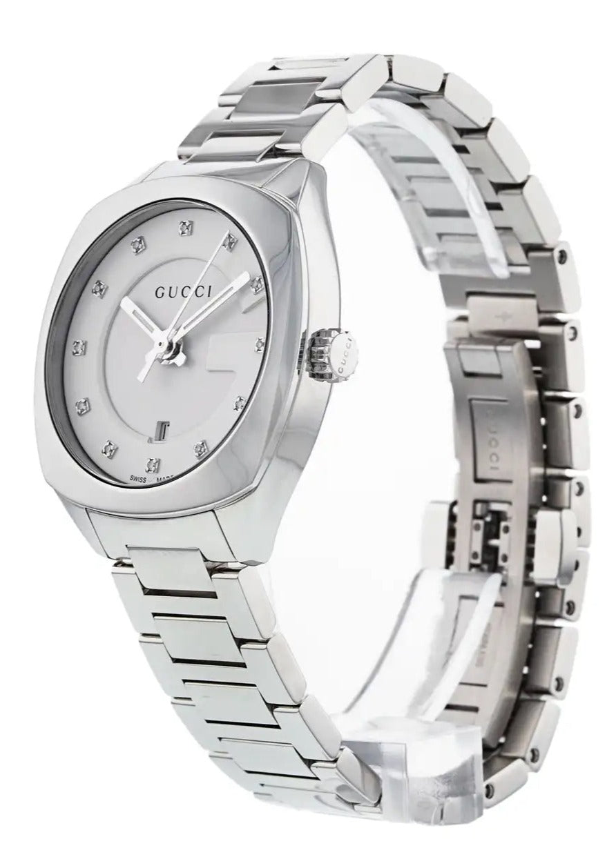 Gucci GG2570 White Dial Diamond Ladies Watch YA142504