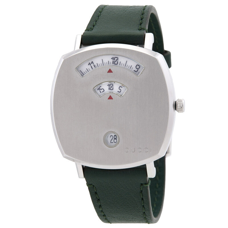 GUCCI Grip 35MM Stainless Steel Green Leather Women's Watch YA157406