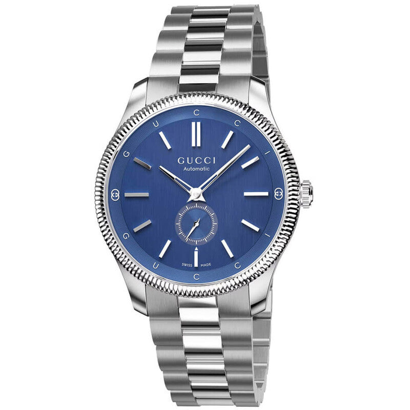 Gucci G-Timeless 40MM automatic watch with blue dial and stainless steel bracelet
