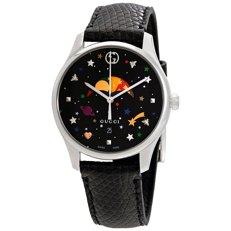 Gucci G-Timeless Black with Stars and Planet Moonphase Dial Watch YA1264045