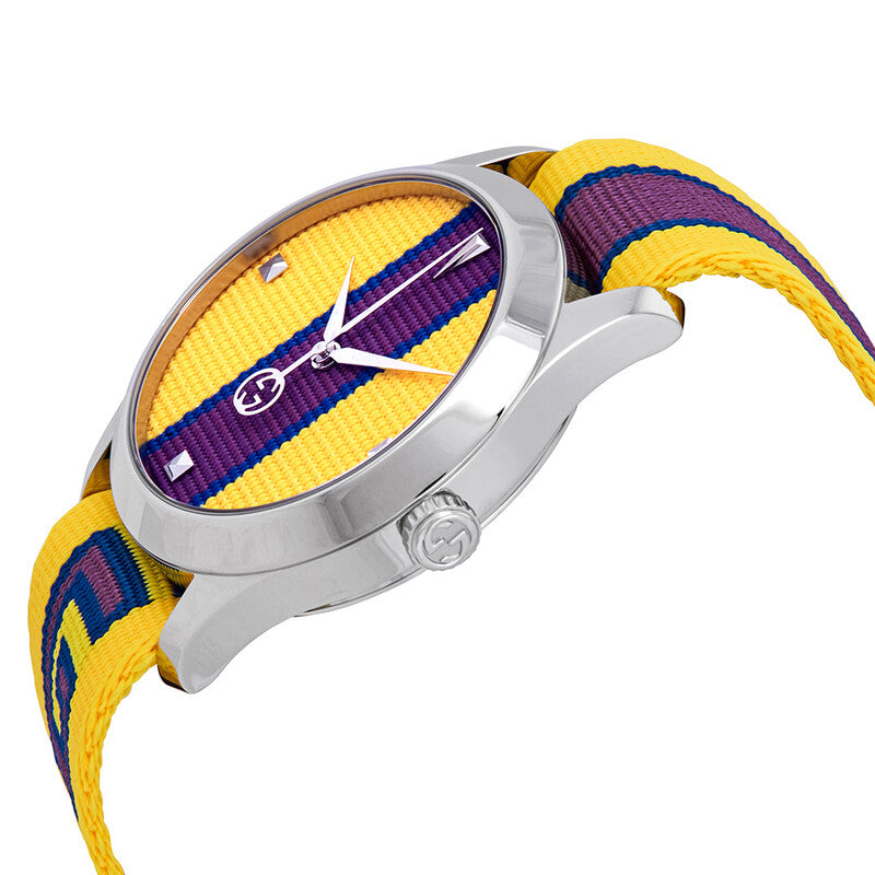 New Gucci G-Timeless Yellow with Stipes Motif Dial Unisex Quartz Watch YA1264069
