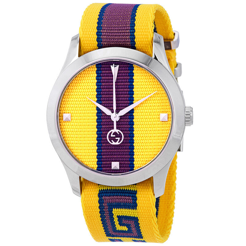New Gucci G-Timeless Yellow with Stipes Motif Dial Unisex Quartz Watch YA1264069