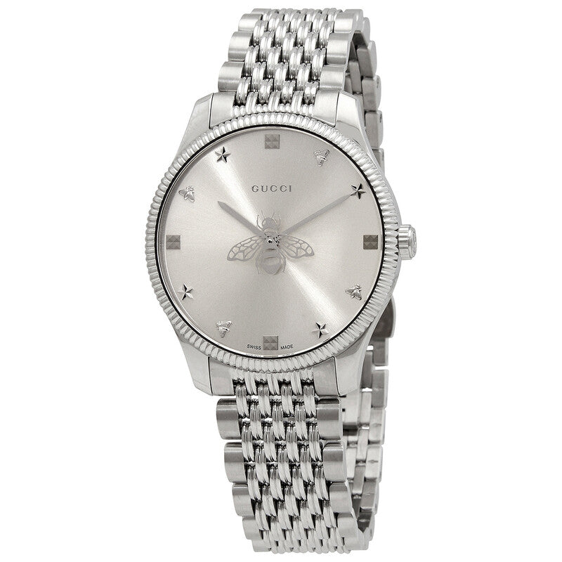 Gucci G-Timeless with Bee Slim Silver Dial Stainless Steel Watch - YA1264153