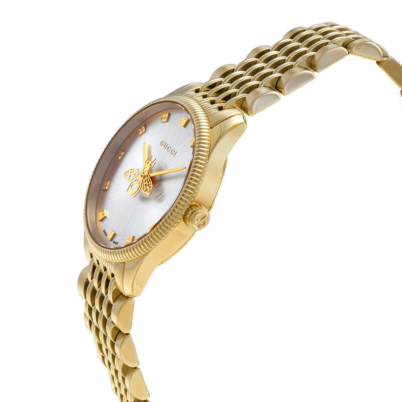 Gucci G-Timeless Quartz Silver Dial Gold Ladies Watch YA1265021
