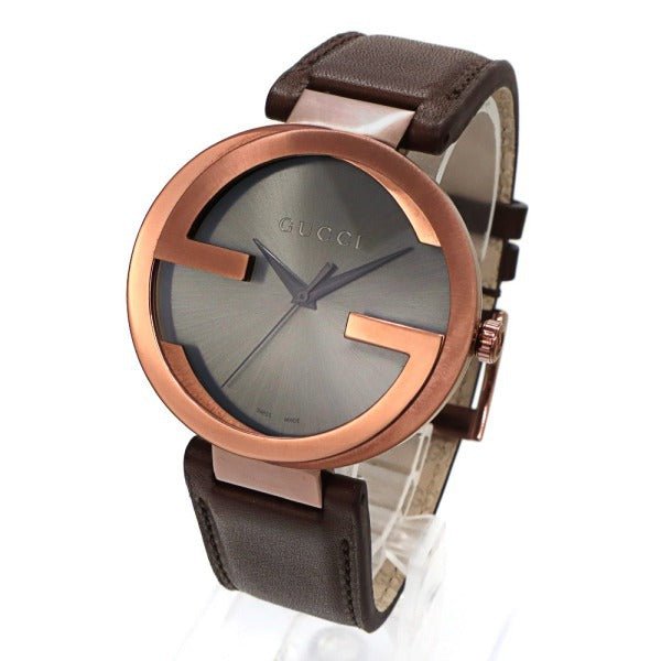 Gucci Interlocking G XL Brown Dial Brown Leather Men's Watch YA133207