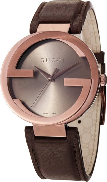 Gucci Interlocking G XL Brown Dial Brown Leather Men's Watch YA133207