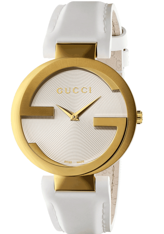 Gucci Interlocking White Leather Women's Watch - YA133327