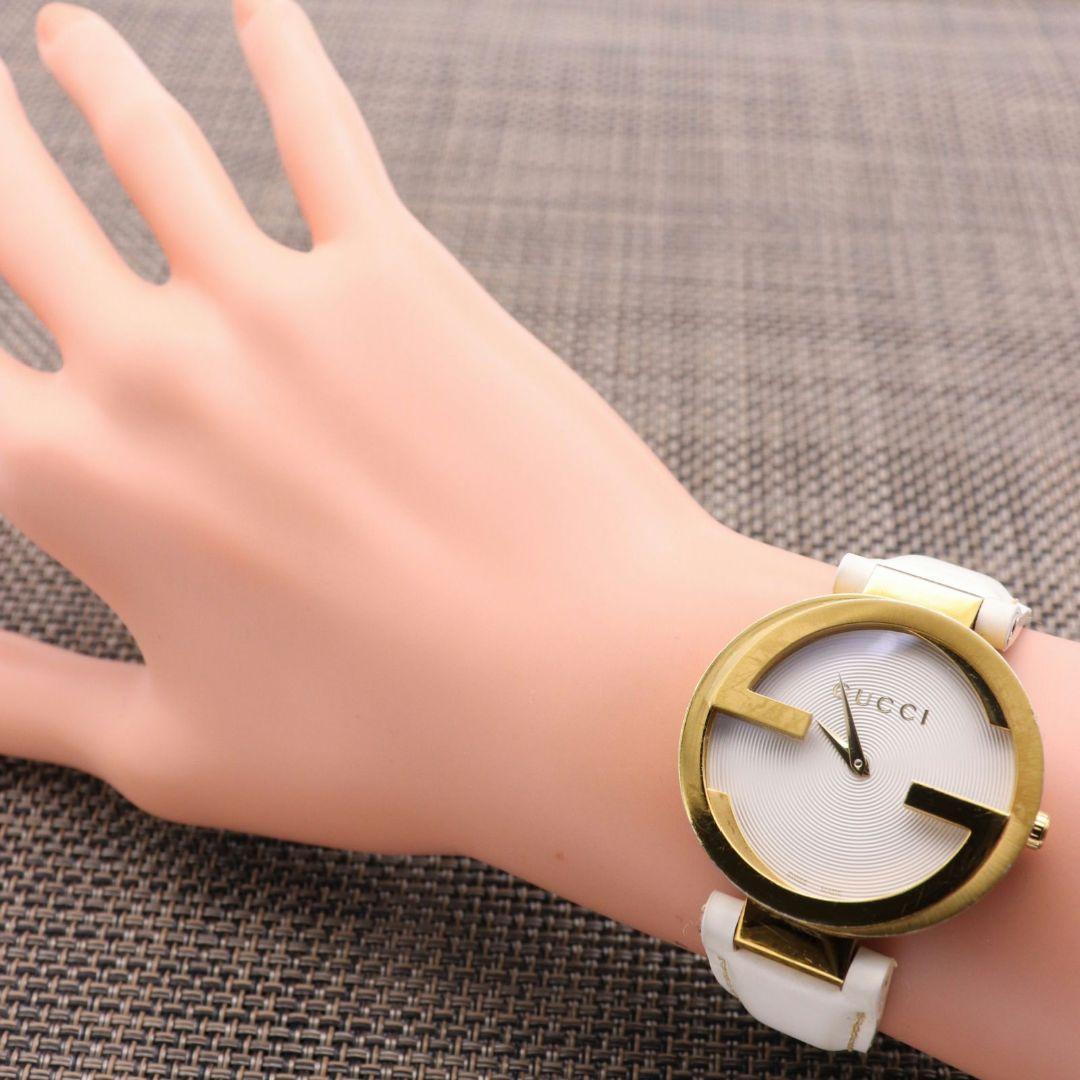 Gucci Interlocking White Leather Women's Watch - YA133327