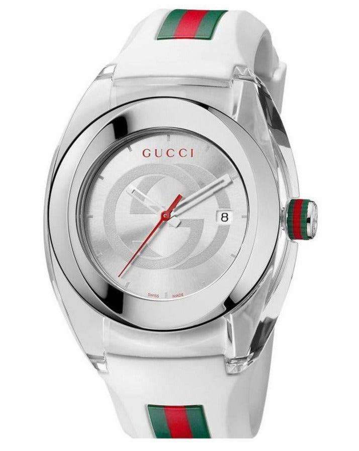 Gucci Sync White Dial Rubber Strap Unisex Watch YA137102