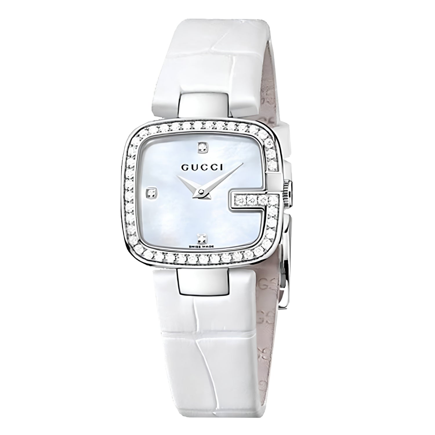 Gucci Pearl Diamond Dial White Womens Watch YA125514