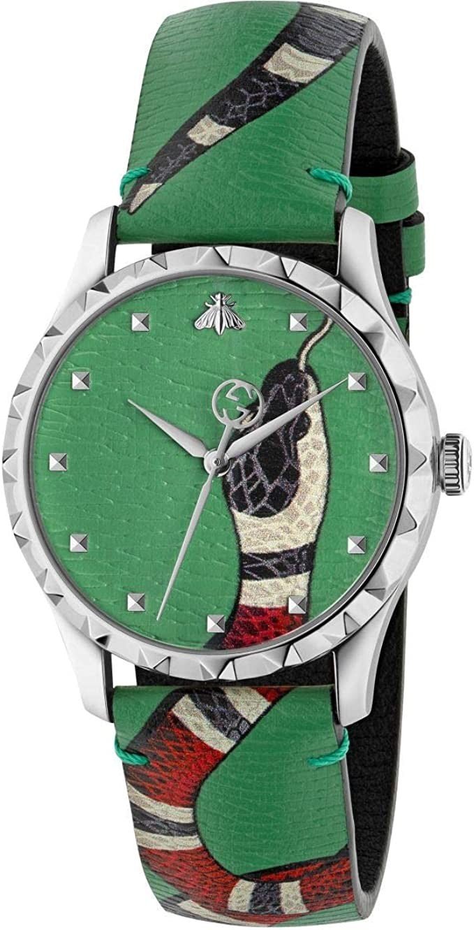 Gucci Le Marche Des Merveilles Pastel Soft Green Dial with Kingsnake Head Print Watch YA1264081