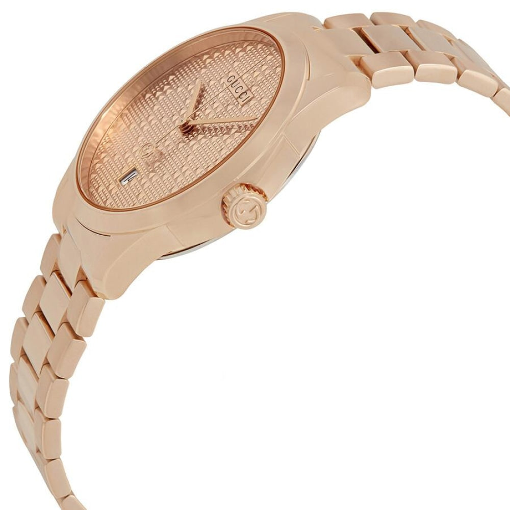 Gucci YA126482 Men's G-Timeless Rose Gold Diamond Pattern Quartz Watch
