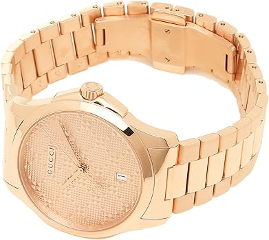Gucci YA126482 Men's G-Timeless Rose Gold Diamond Pattern Quartz Watch