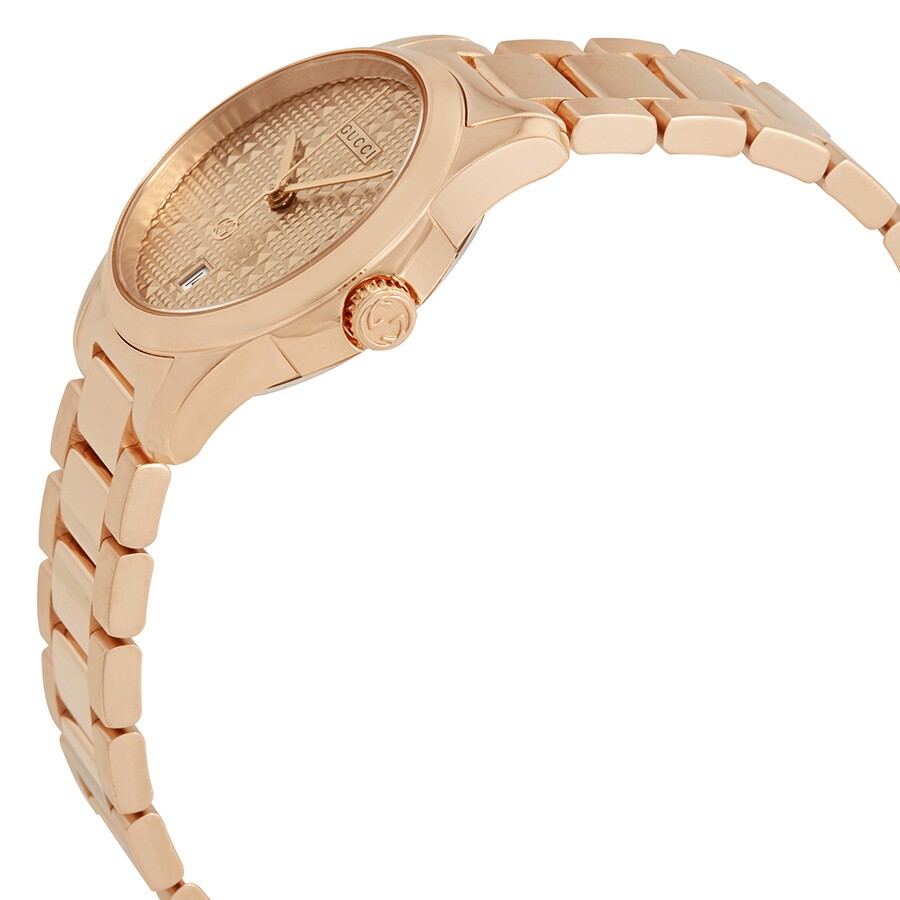 Gucci G-Timeless Quartz Rose Gold Dial Rose Gold Steel Strap Watch For Women - YA126567