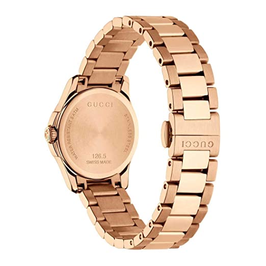 Gucci G-Timeless Quartz Rose Gold Dial Rose Gold Steel Strap Watch For Women - YA126567