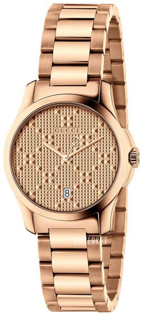 Gucci G-Timeless Quartz Rose Gold Dial Rose Gold Steel Strap Watch For Women - YA126567