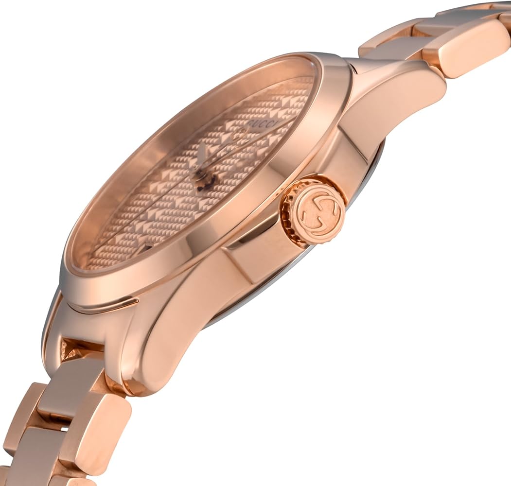 Gucci G-Timeless Quartz Rose Gold Dial Rose Gold Steel Strap Watch For Women - YA126567