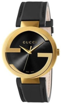 Gucci Interlocking G Latin Grammys Special Edition Black Dial Black Leather Strap Men's Watch YA133212