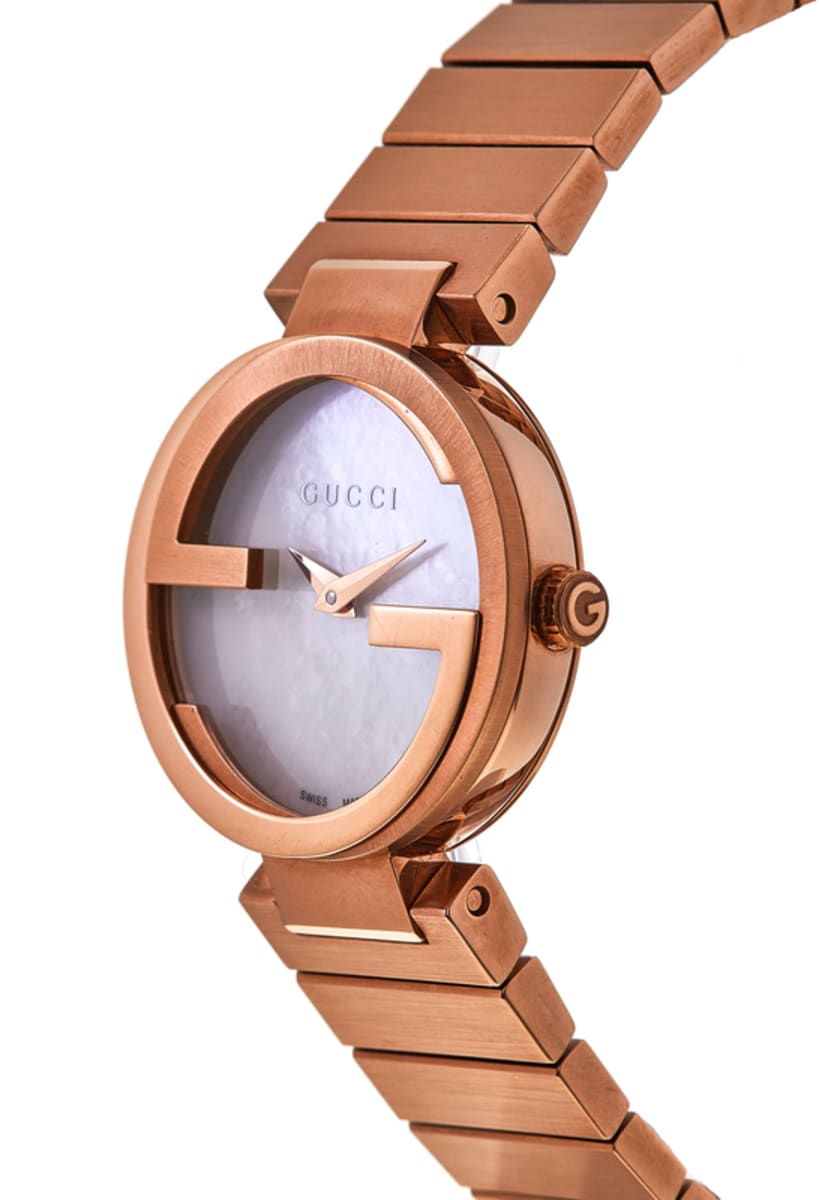 Gucci Interlocking G Mother of Pearl Dial Rose Gold Stainless Steel Women's Watch YA133515