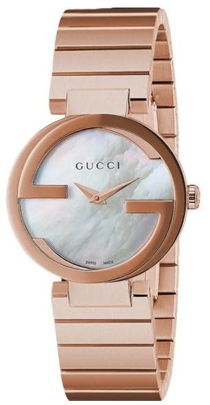 Gucci Interlocking G Mother of Pearl Dial Rose Gold Stainless Steel Women's Watch YA133515
