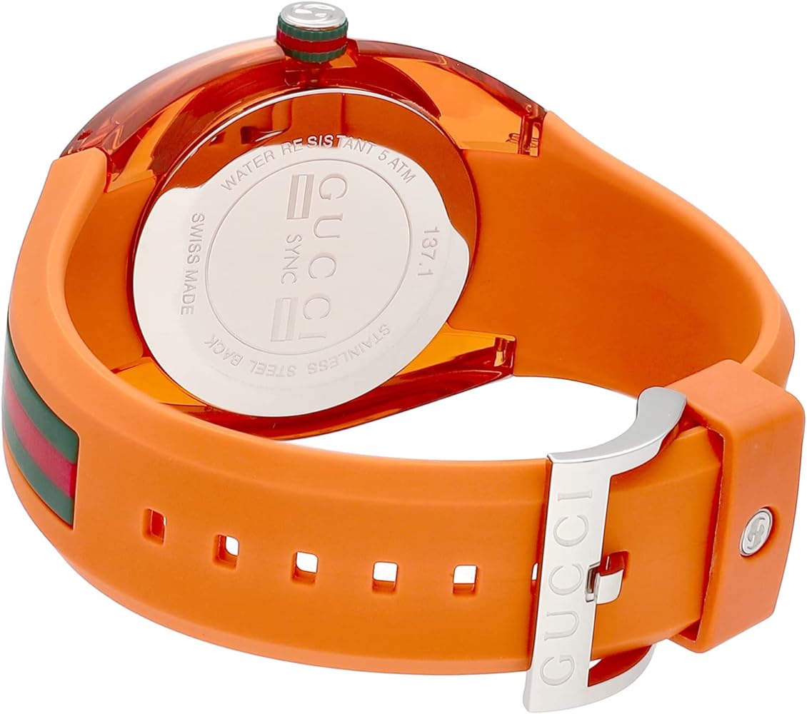 Gucci Orange Rubber Strap Men's Watch - YA137108