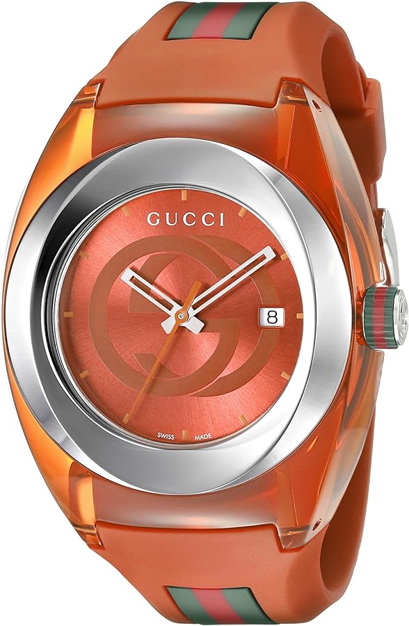Gucci Orange Rubber Strap Men's Watch - YA137108