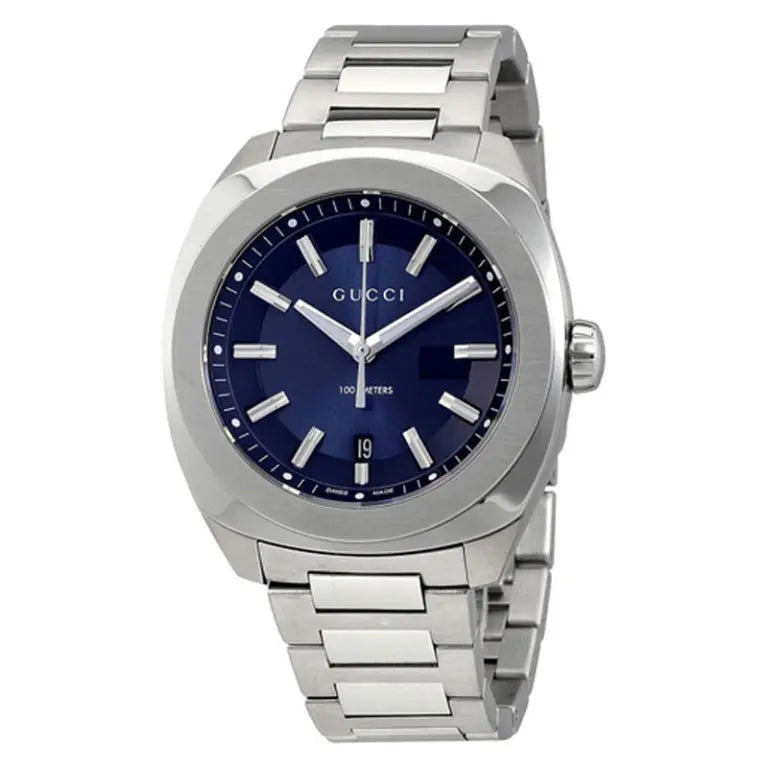 Gucci Swiss Made Quartz Silver Stainless Steel Blue Dial 37mm Men's Watch YA142405