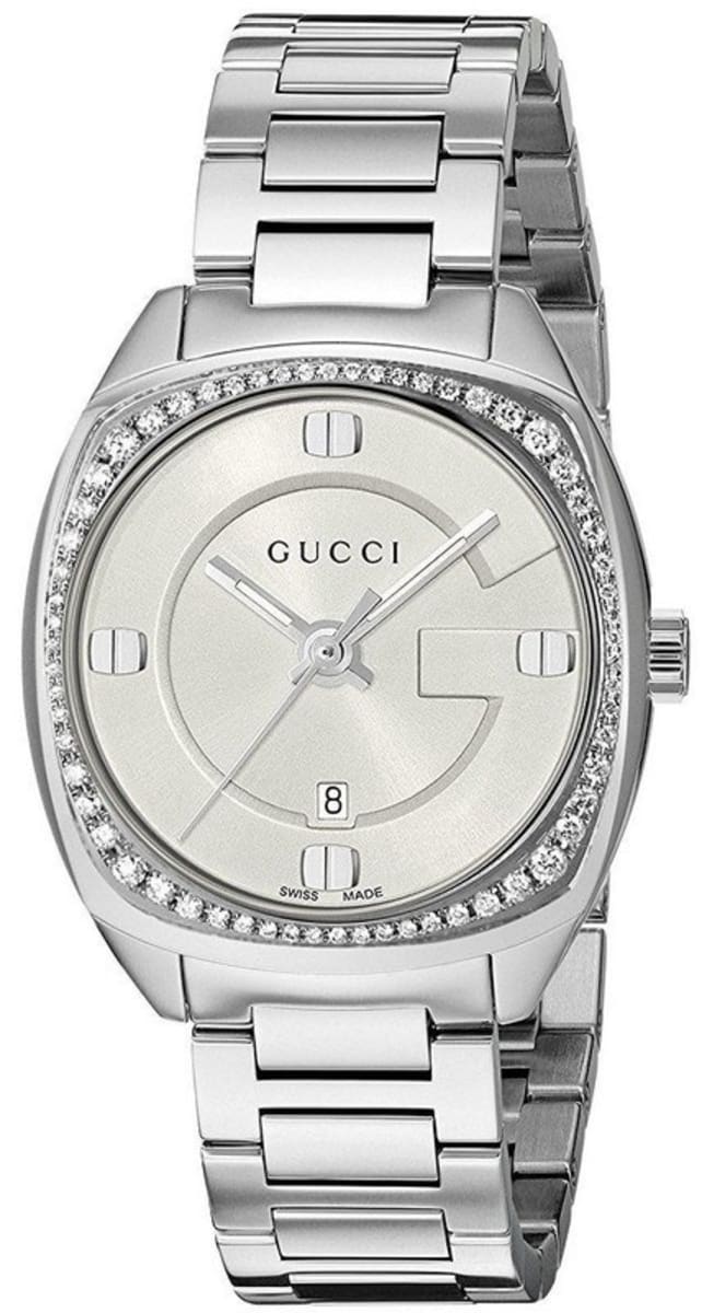 Gucci Diamond Bezel White Dial Steel Women's Watch YA142506
