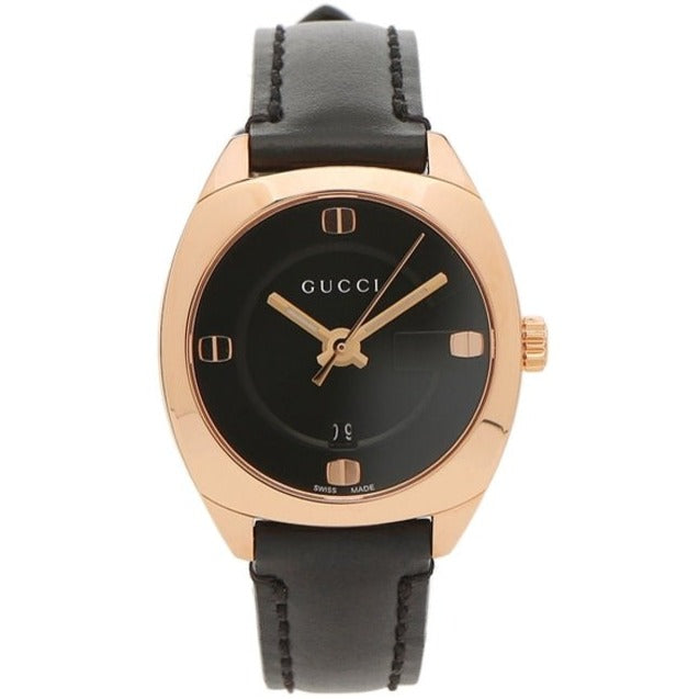 Gucci Swiss Quartz Gold-Tone and Leather Dress Black Women's Watch - YA142509