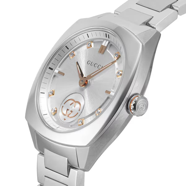 Gucci Interlocking Diamond Silver-Tone Dial 29mm  Stainless Steel Watch - YA142510