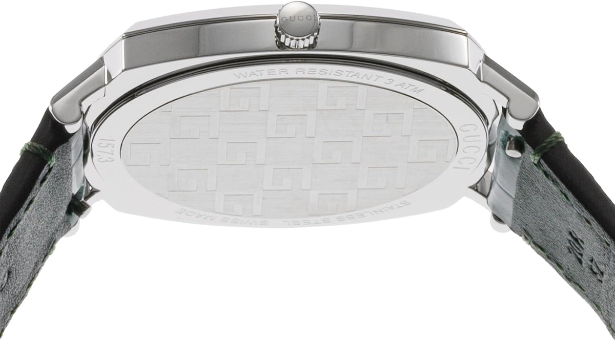 Gucci Grip watch caseback with stainless steel finish and crocodile texture detail