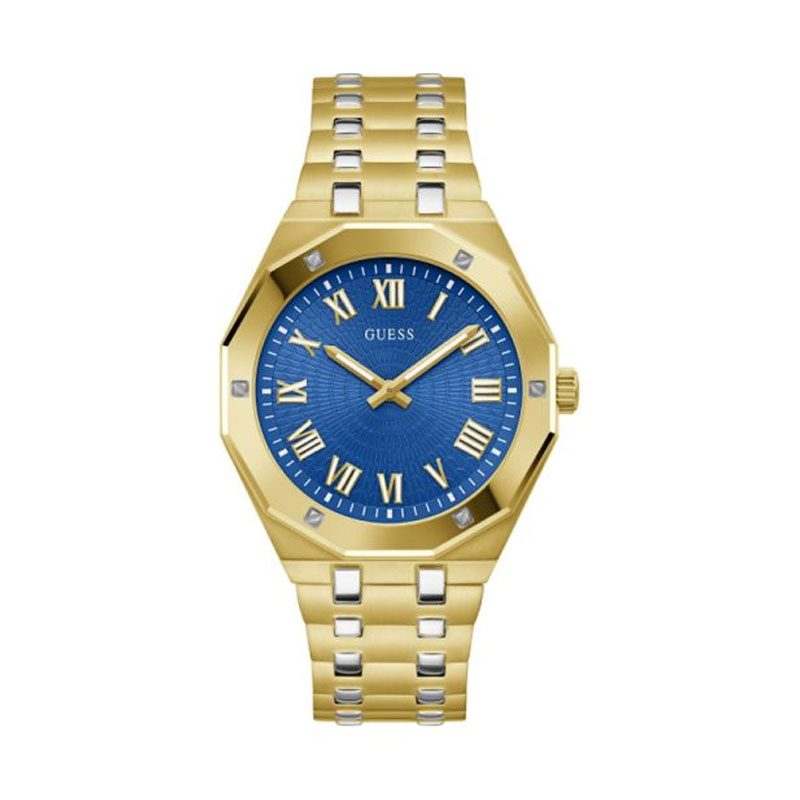 Guess Asset Quartz Blue Dial Gold Steel Strap Men Watch - GW0575G6