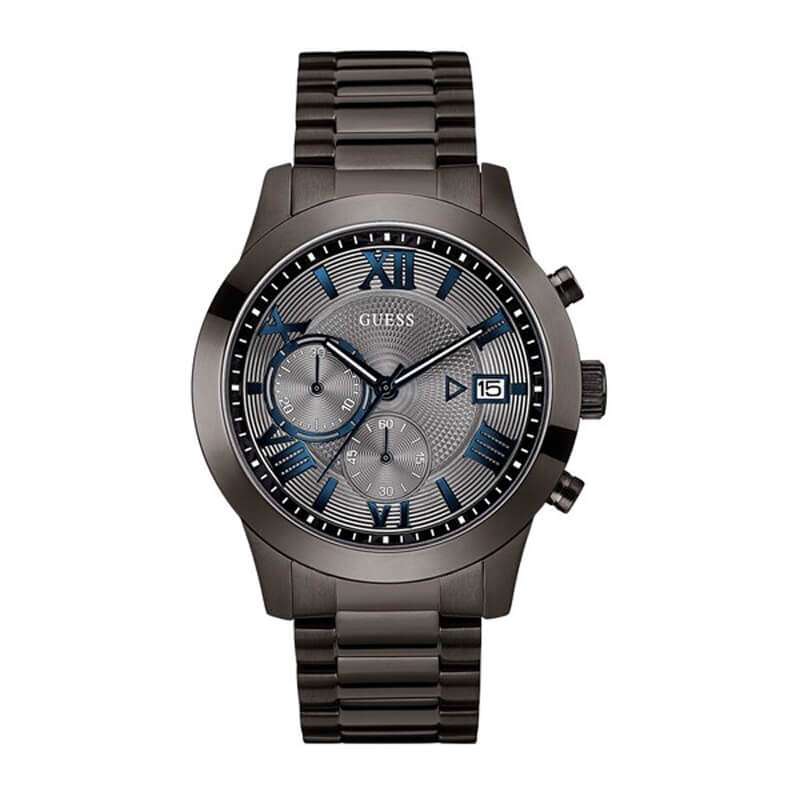 Guess Atlas chronograph watch with gunmetal case and grey dial
