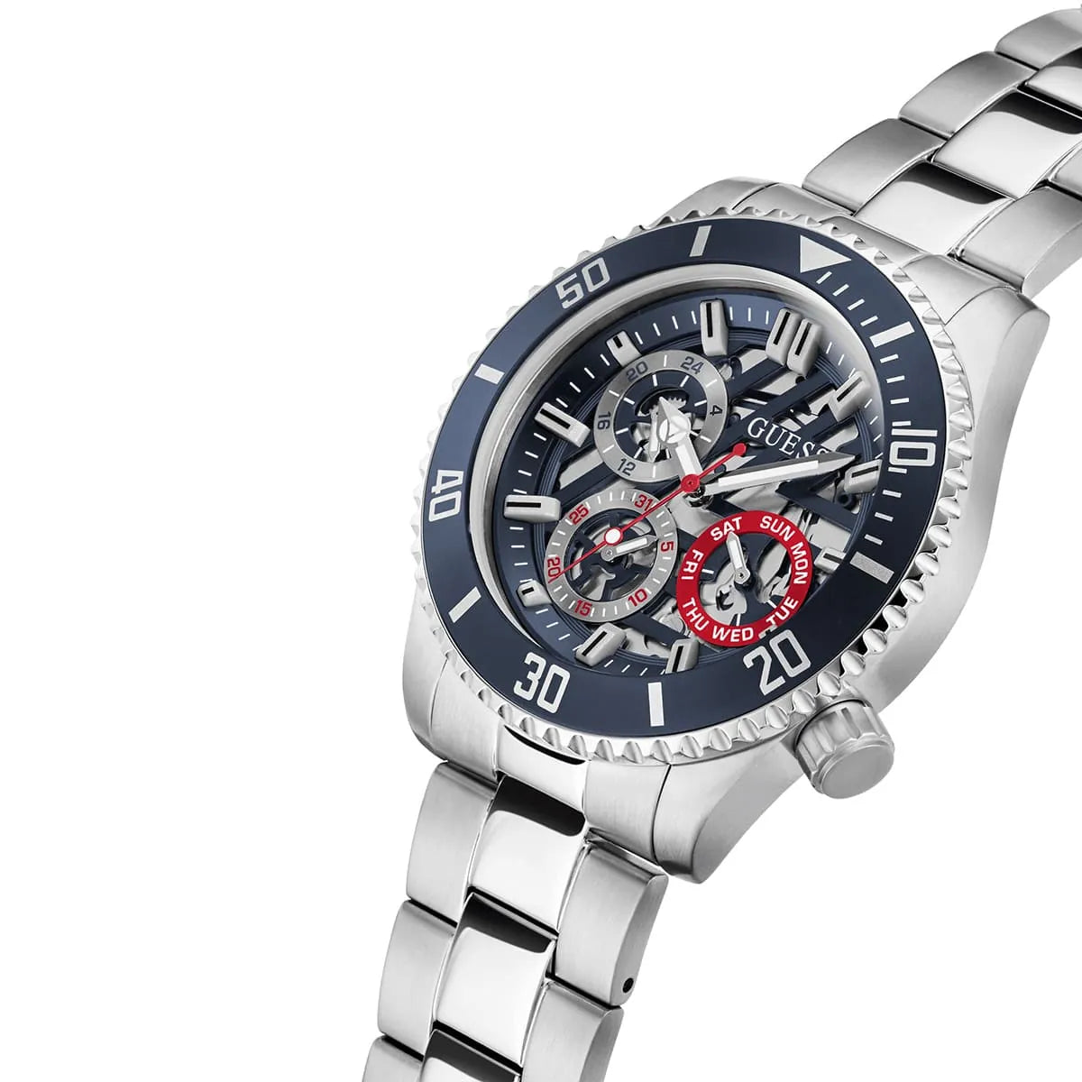 GUESS Axle watch side profile showing case depth and crown