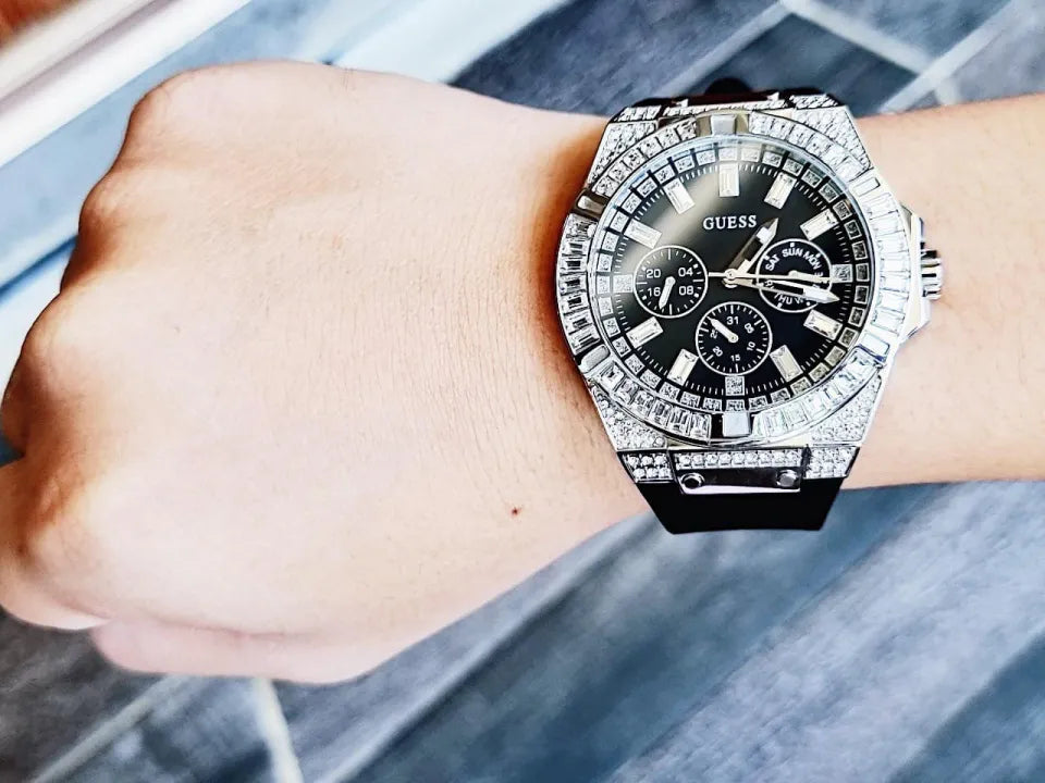 Guess Baguette Crystals Black Men Watch - GW0208G1