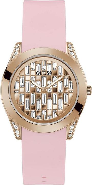 Guess Clarity Pink Tone Silicone Strap Women's Watch GW0109L2
