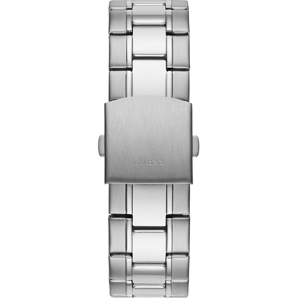 Guess Commander silver stainless steel bracelet and case back detail