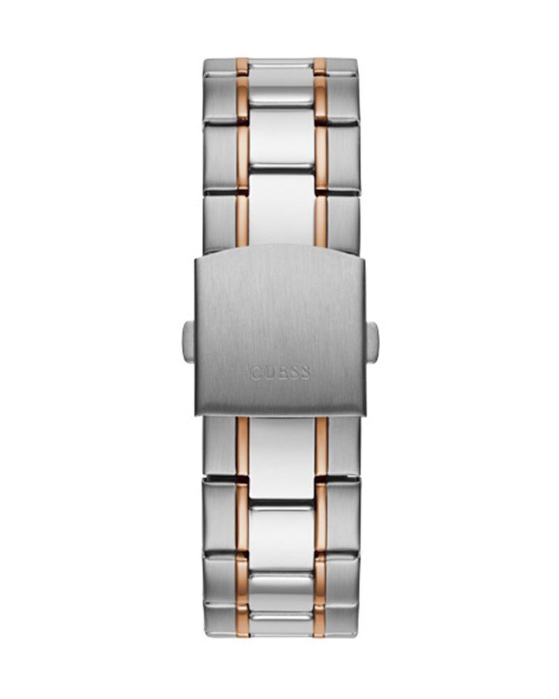 Guess Commander two-tone stainless steel and rose gold link bracelet with clasp