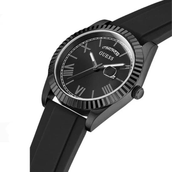 Guess Connoisseur Black Dial Black Leather Strap Men Watch - GW0353G1