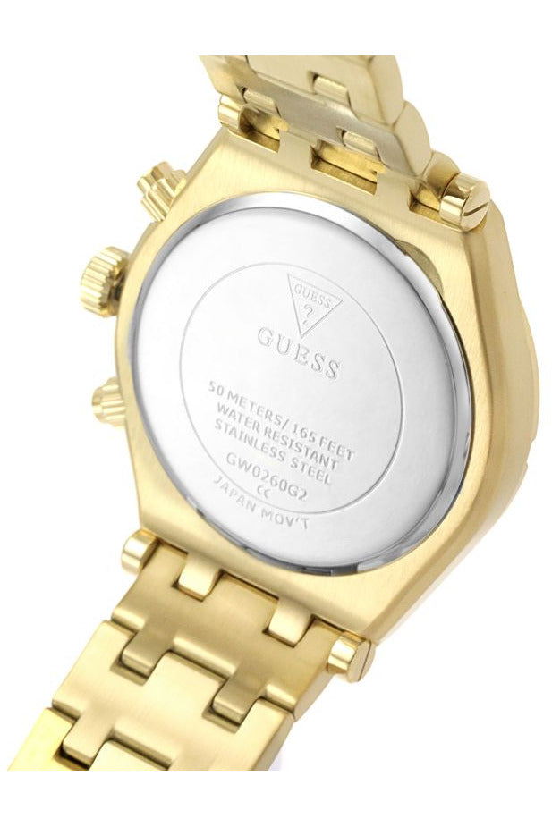 Guess Continental Chronograph caseback showing engraved model number and specifications