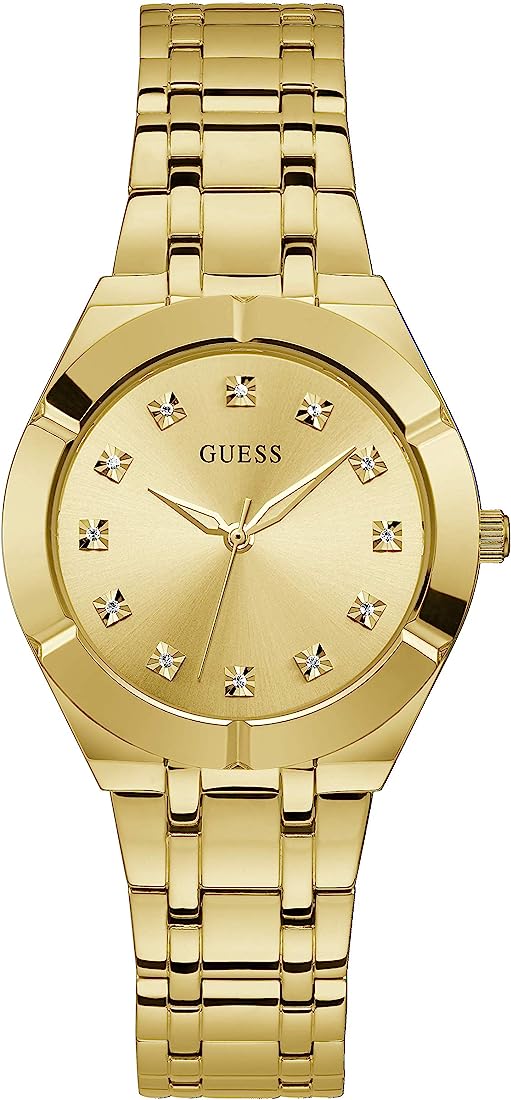 Guess Crystalline Champagne women's watch with gold-tone case and bracelet, champagne dial with crystal markers