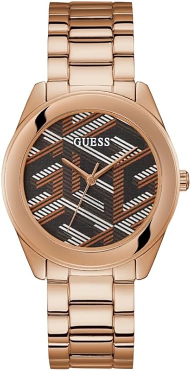 Guess Cubed Analog Black Dial Rose Gold Steel Strap Women Watch - GW0607L3