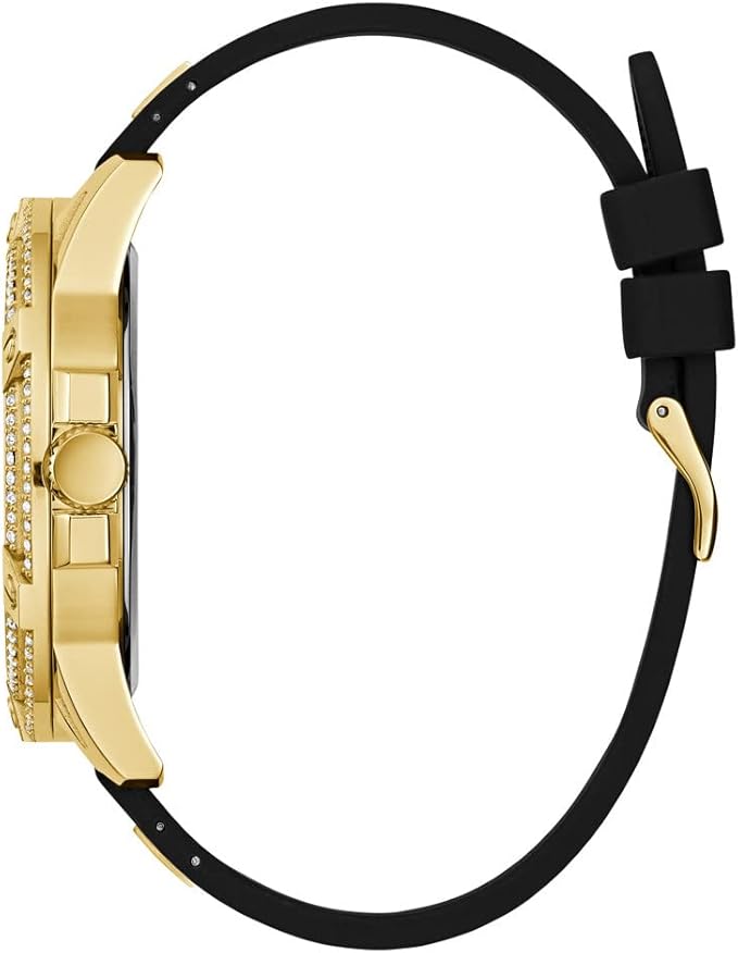 Guess Cut-Through Gold-Tone and Black Silicone Multifunction Watch - GW0537G2
