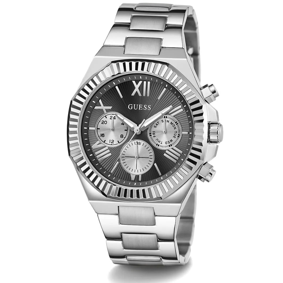GUESS Equity Mens Silver Tone Multi-function Watch - GW0703G1