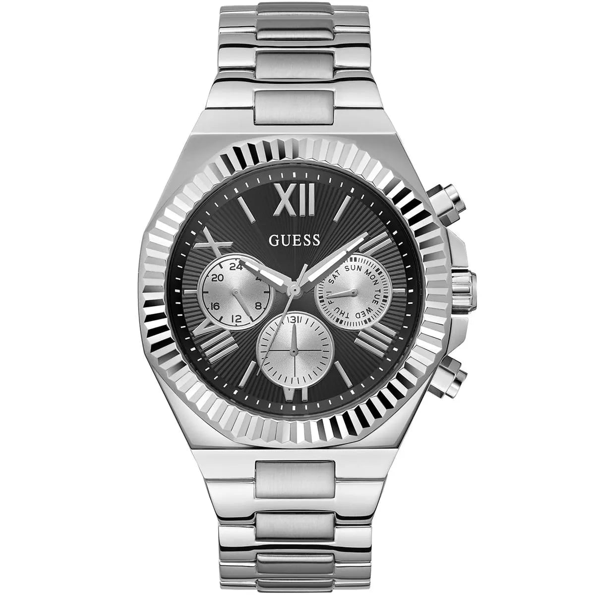 GUESS Equity Mens Silver Tone Multi-function Watch - GW0703G1