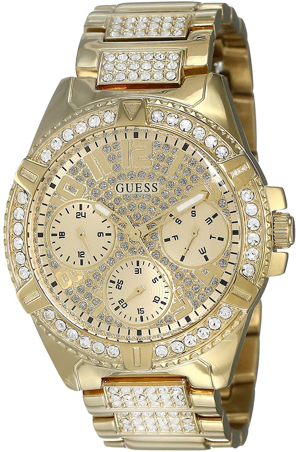 Guess Frontier Crystal gold-tone ladies watch with crystal-embellished bezel and dial