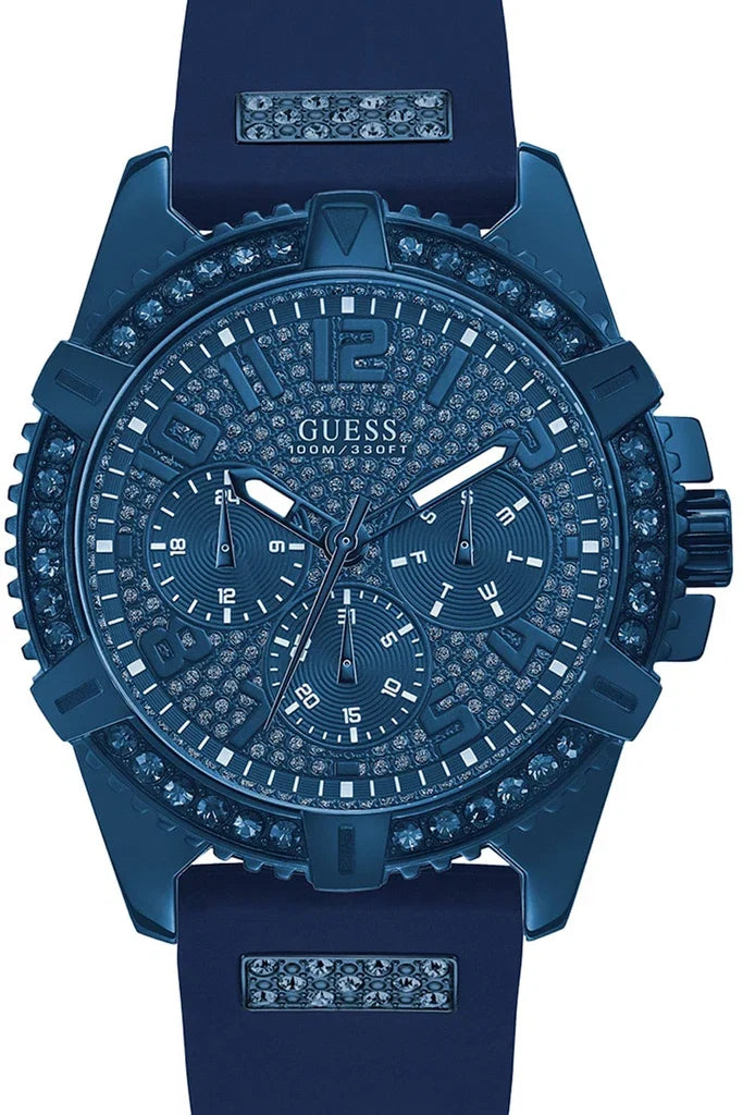 Guess Frontier Crystals Blue Dial Blue Silicon Strap Men Watch - W1132G4