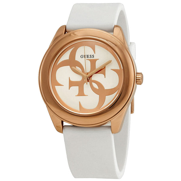 Guess G-Twist Silver Dial White Silicone Ladies Watch W0911L5 - Watches of New Zealand